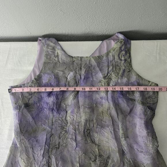 K Woman Crinkle Sleeveless Purple Knee Length Dress 14P L Fairy Romantic Whimsy - Picture 3 of 9